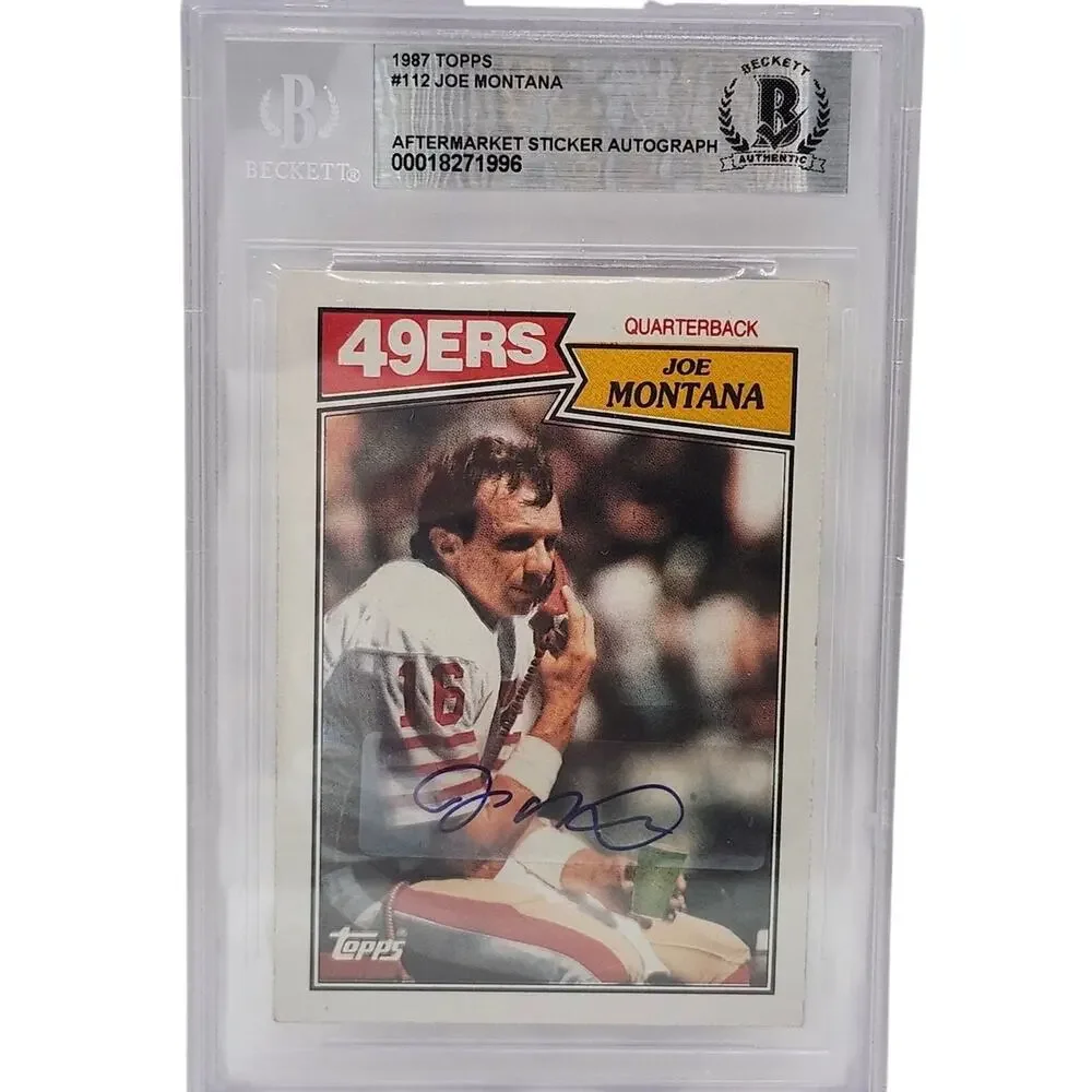 1987 Topps Joe Montana #112 Aftermarket Sticker Autograph Beckett BGS Authentic